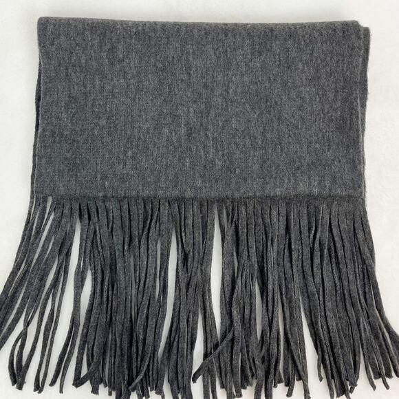 Lucky Brand Solid Gray Wide Winter Scarf Fringe Neutral Super Soft Unisex 14x14 - Picture 8 of 9